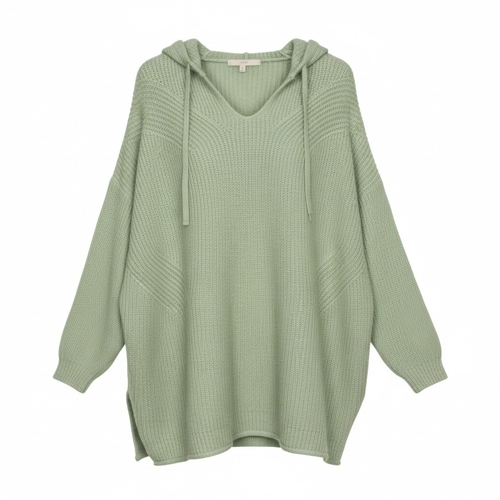 Almost Famous Womens 2X Sage Green Knit Hoodie Sweater Oversized V-Neck Pullover